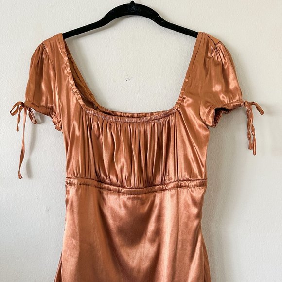 Tiger Mist Satin Cap Sleeve Bodycon Dress Size Small - Picture 2 of 9